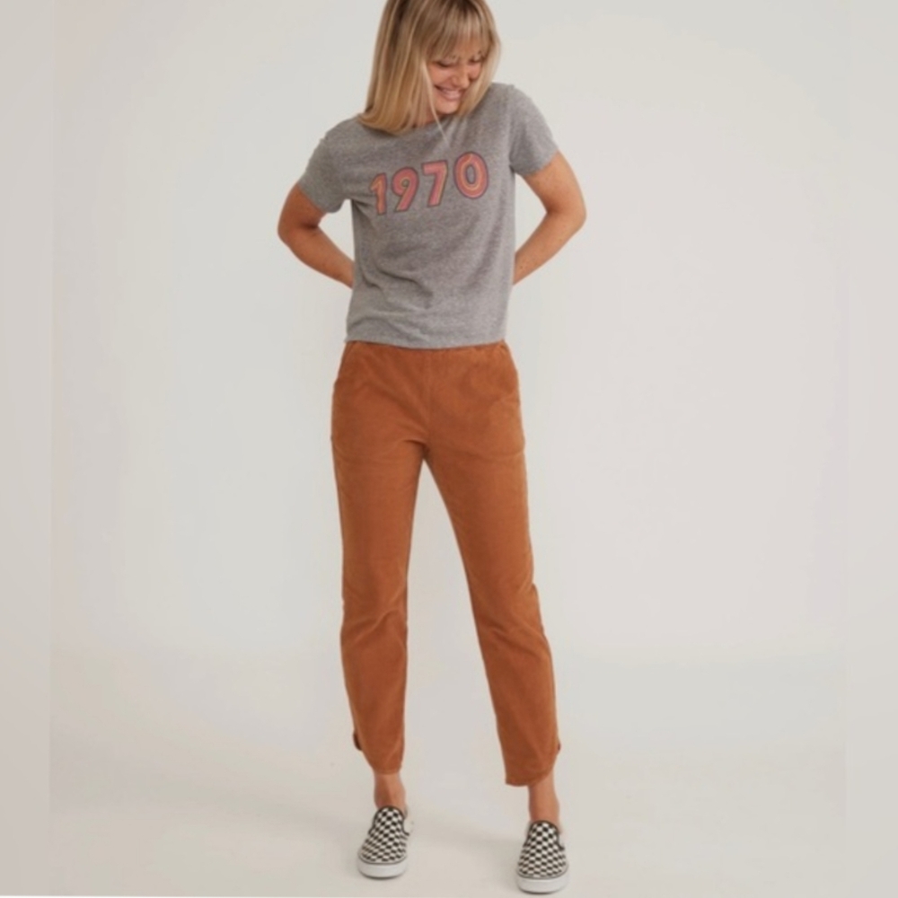 Women's Tan Corduroy High-Rise Pants